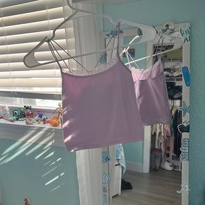 Purple tank top with lace front